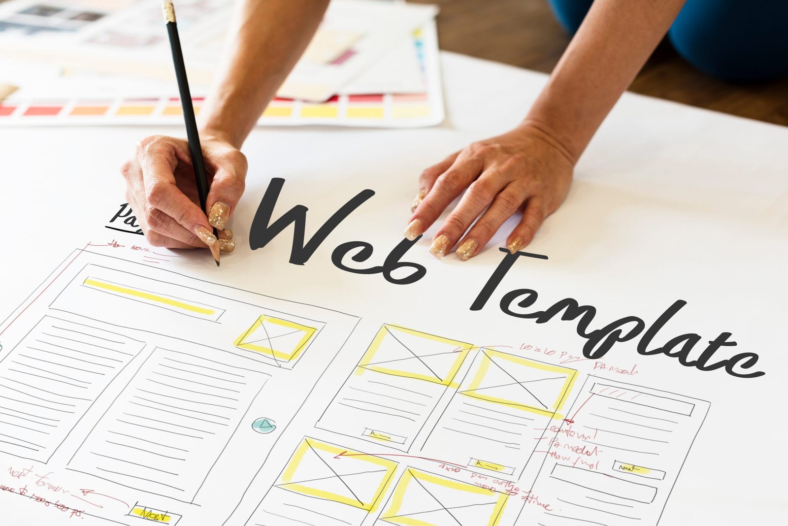 Handgetekend wireframe-ontwerp voor website