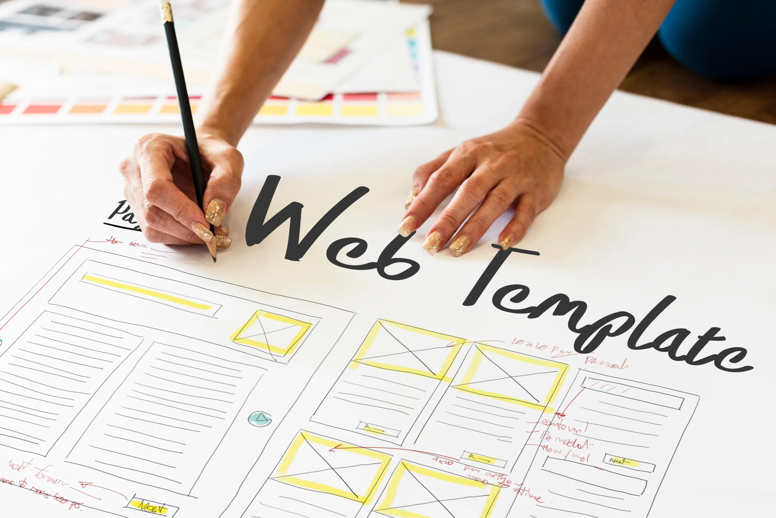 Handgetekend wireframe-ontwerp voor website